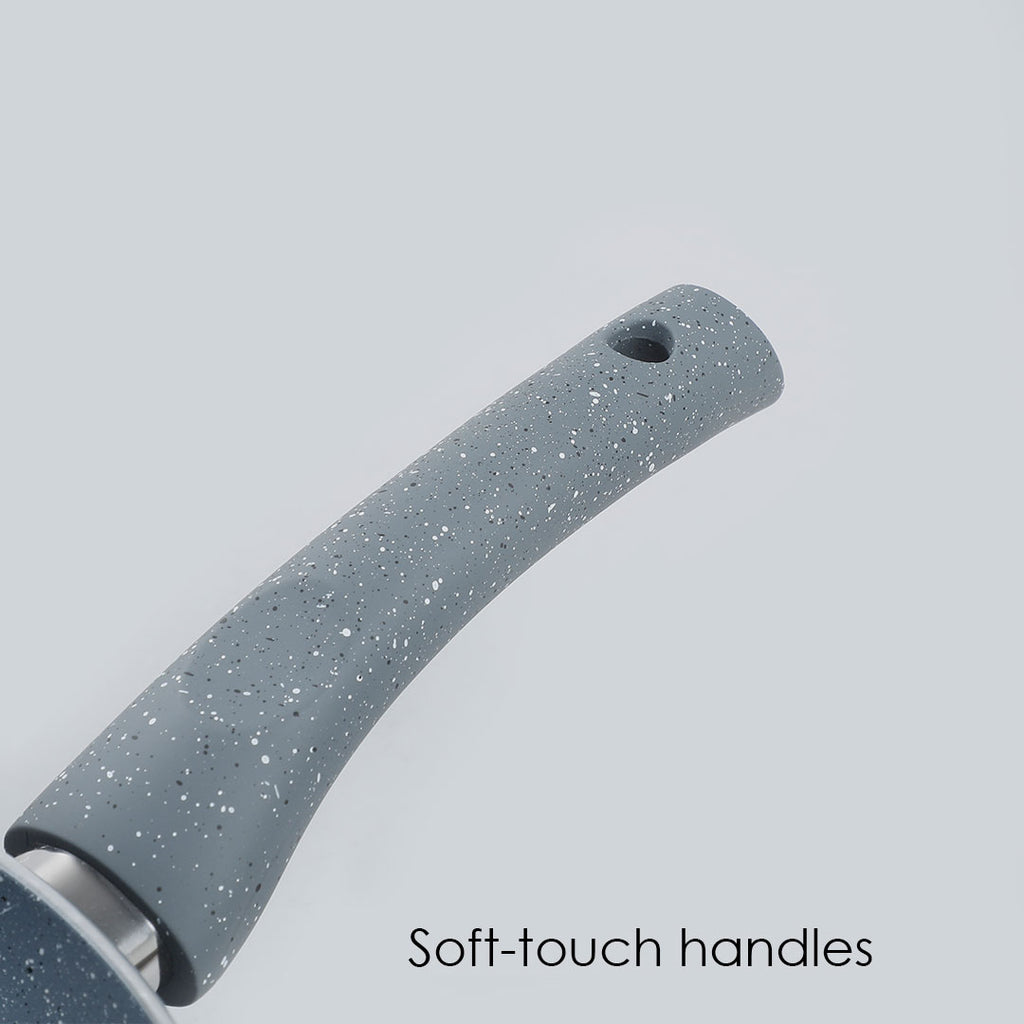 Granite Non-stick Fry Pan, Induction Bottom, Soft Touch Handle, Virgin Grade Aluminium, PFOA/Heavy Metals Free, 3.5mm, 2 years warranty, Grey