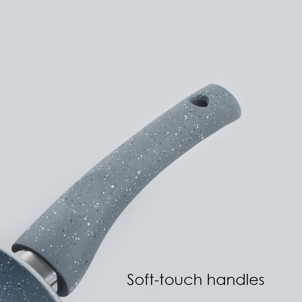 Granite Non-stick Fry Pan, Induction Bottom, Soft Touch Handle, Virgin Grade Aluminium, PFOA/Heavy Metals Free, 3.5mm, 2 years warranty, Grey - Wonderchef