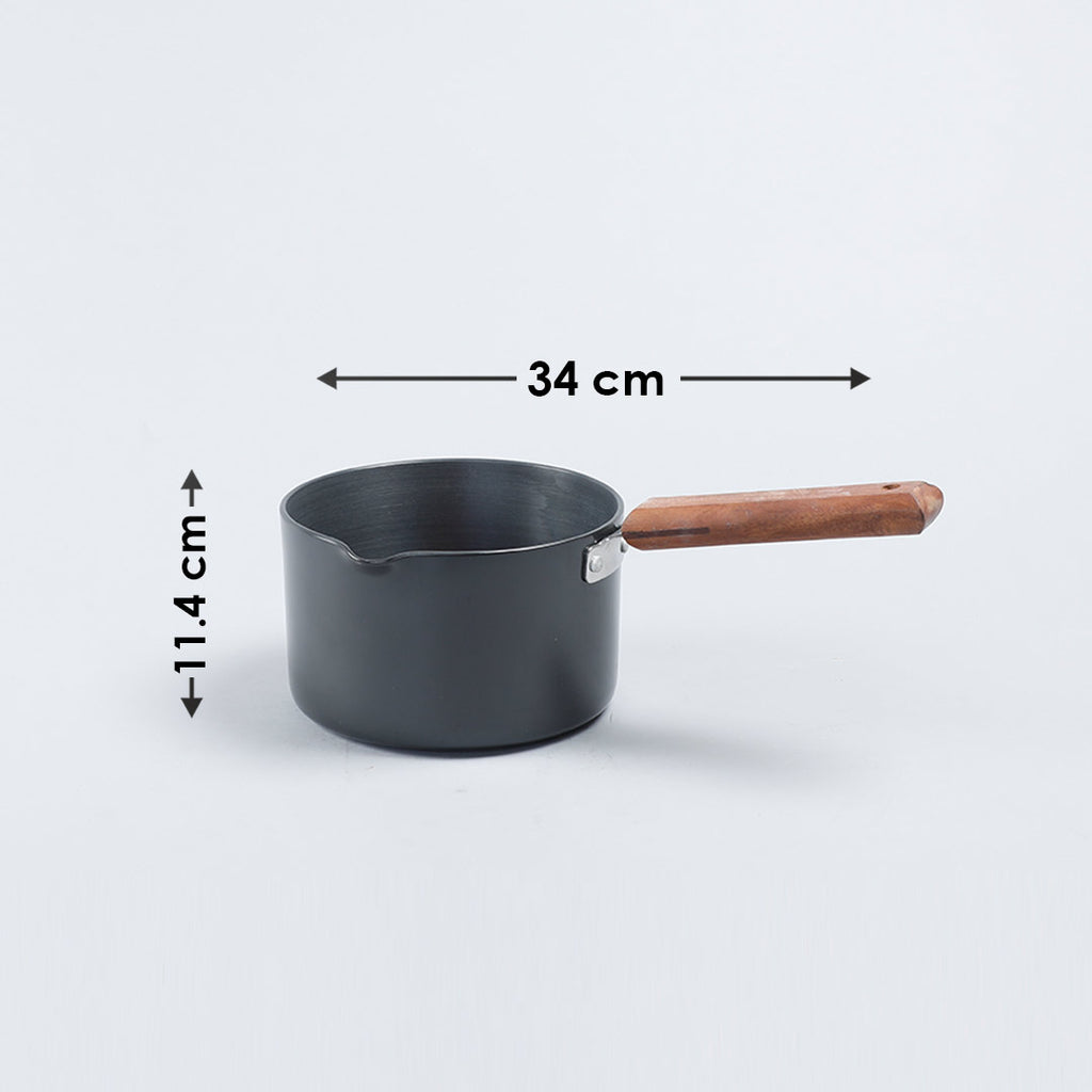 Ebony Hard Anodized 16 cm Nonstick Sauce Pan | Non Stick Sauce Pan | 2 L | 3.25 mm | Black and Brown