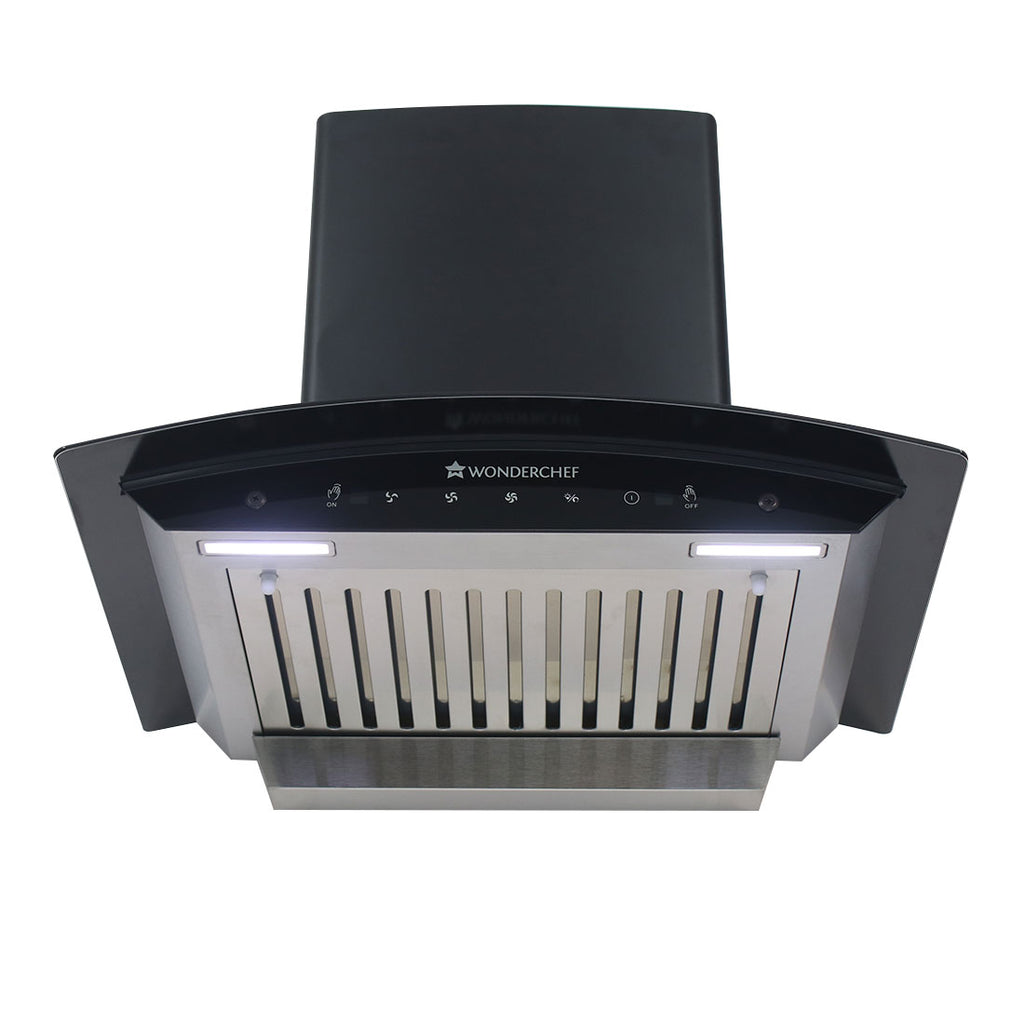 Ultima 60cm 1200 m3/hr Auto Clean Curved Glass Chimney | Baffle Filter | 1200M3/Hr powerful suction | Touch + 3 speed Motion Sensor control | Low Noise | 7 Year Warranty on Motor | 1 Year Comprehensive Warranty on Product | Black