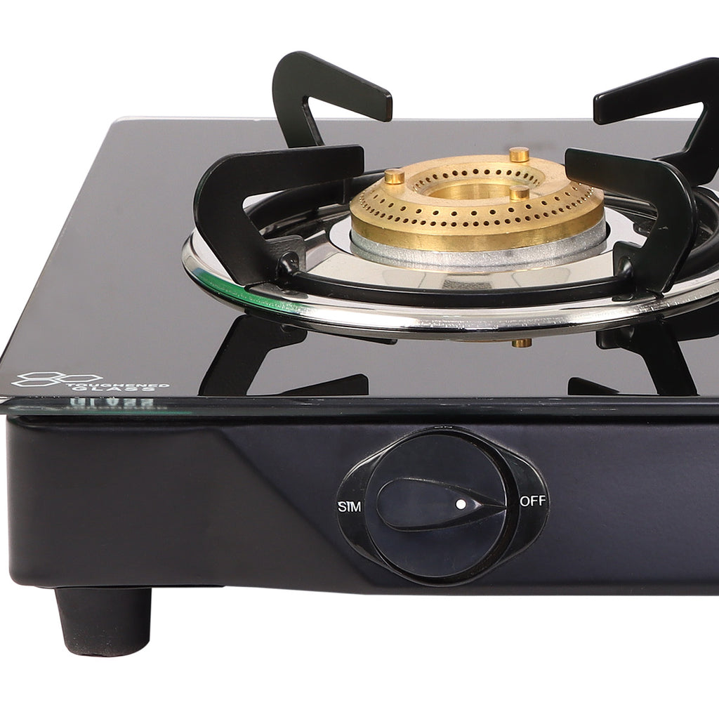 Glory 2 Burner Glass Cooktop, Stainless Steel Drip Tray, Black Toughened Glass with 2 Year Warranty,  Manual Ignition Gas Stove