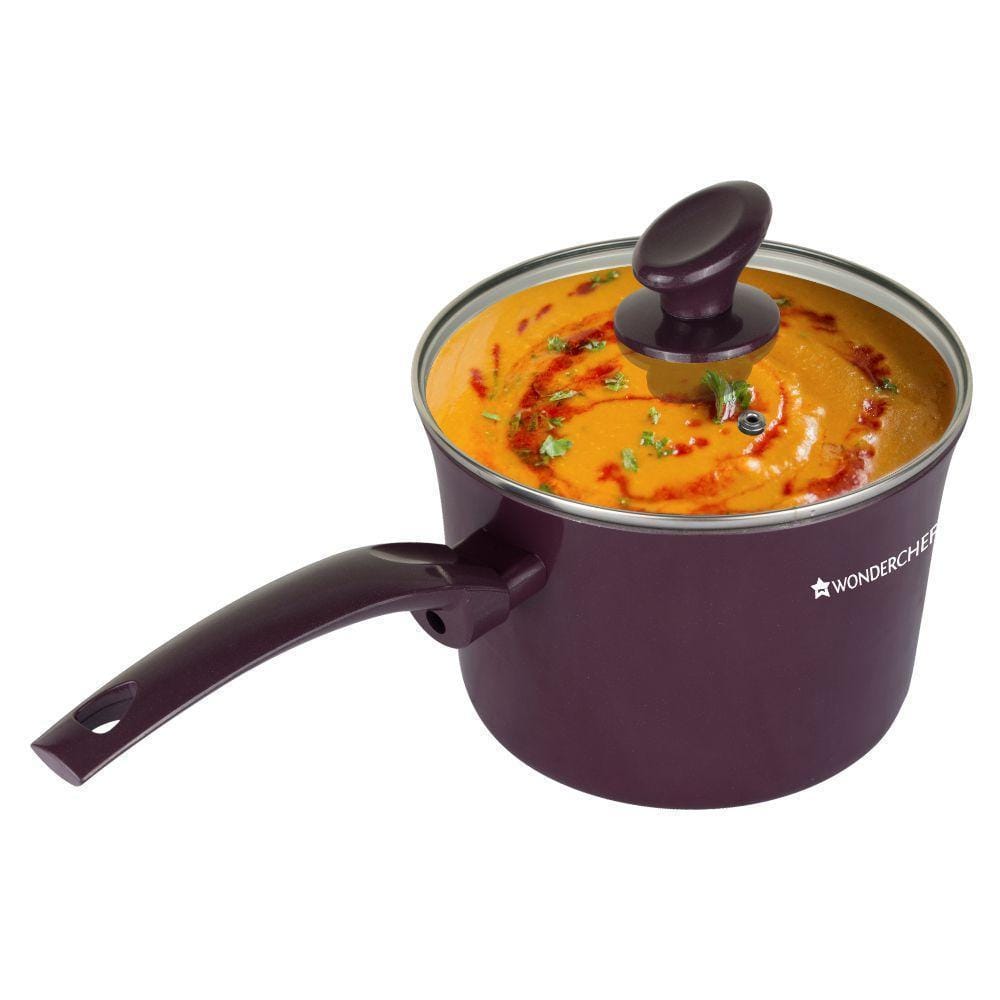 Everest Aluminium Non-stick Sauce pan with lid Purple