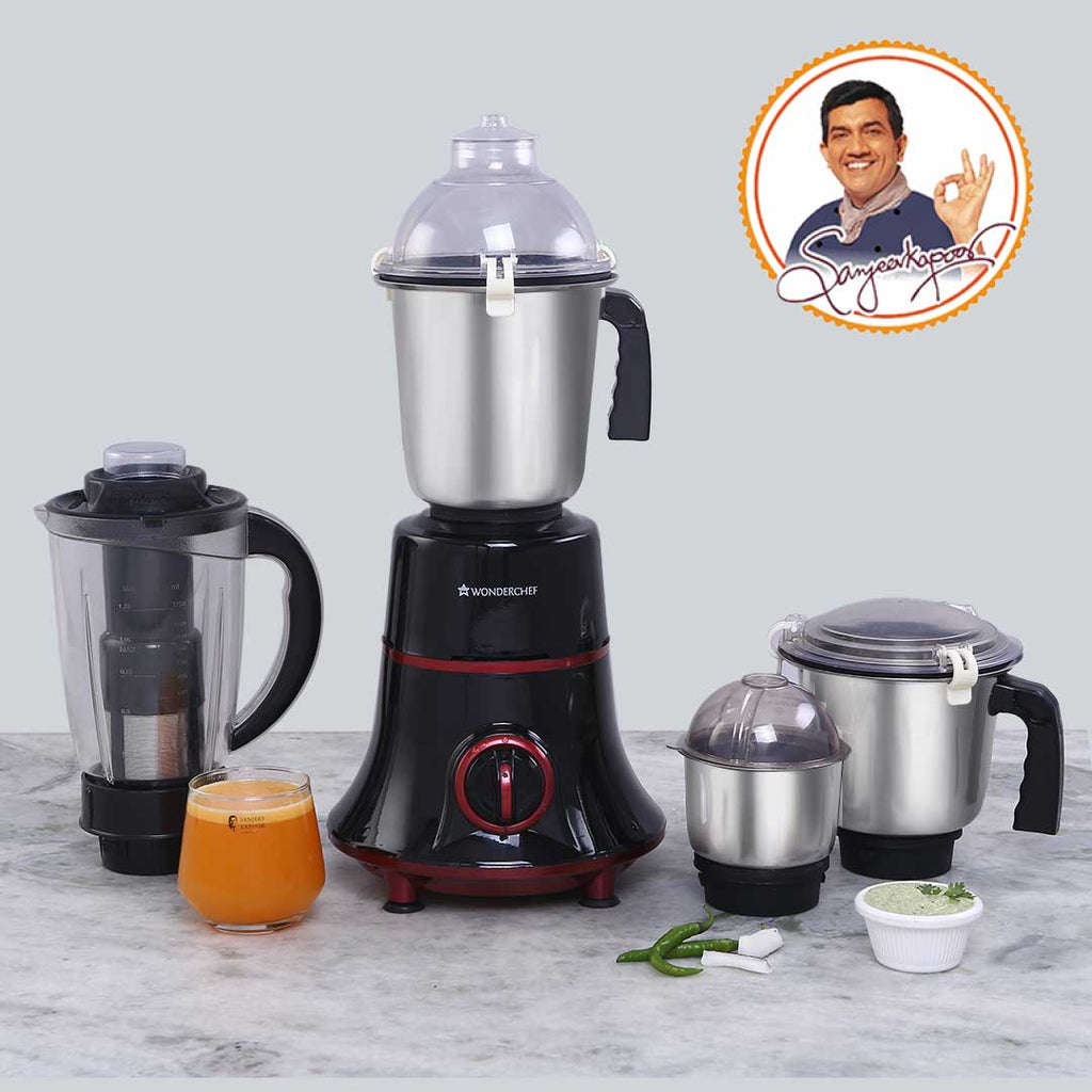 Glory Mixer Grinder,  750 W with 4 Stainless Steel Jars and Anti-rust Stainless Steel Blades, Ergonomic Handles, 5 Years Warranty on Motor