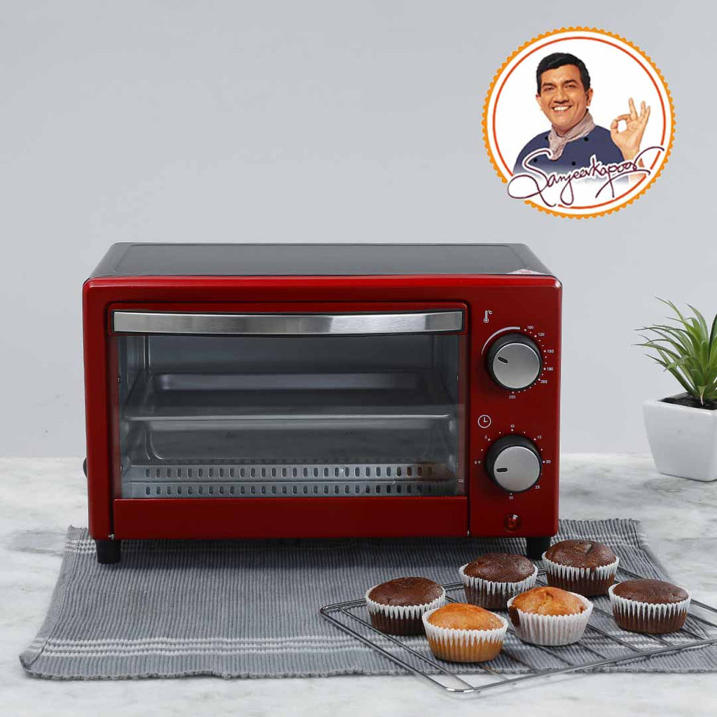 Oven Toaster Griller (OTG) Crimson Edge - 9 Litres - with Auto-shut Off, Heat-resistant Tempered Glass, Multi-stage Heat Selection, 2 Years Warranty, 650W, Red