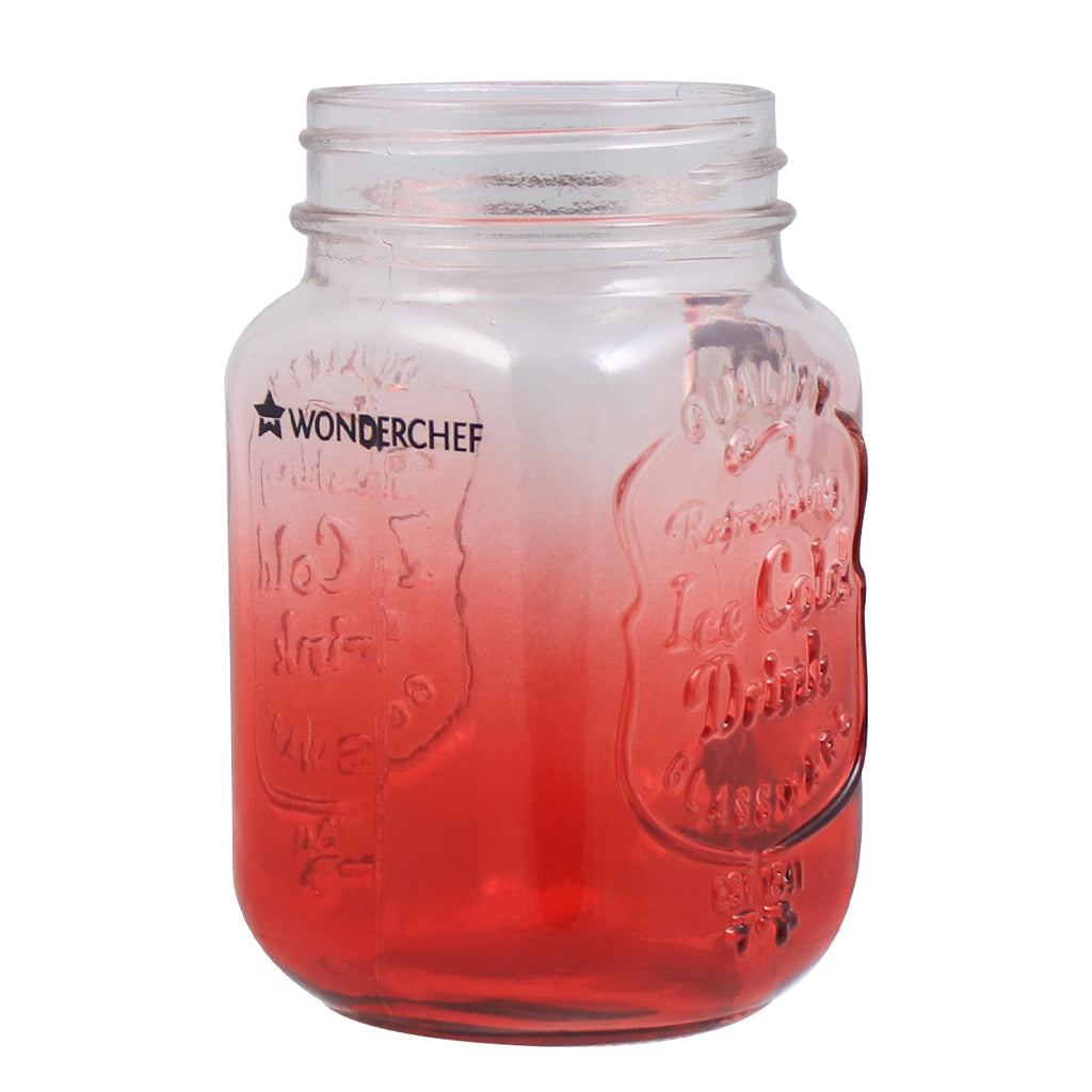 Mason Jar Set 450Ml (Red And Green)