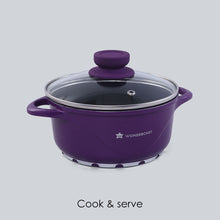 Load image into Gallery viewer, Ceramide Excellence Casserole Set, 3Pc (1200ML, 2000ML, 3500ML), Induction Friendly, Glass Lid, 2 Years Warranty, Purple