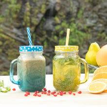 Load image into Gallery viewer, Mason Jar Set 450Ml (Yellow And Blue)