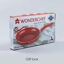 Load image into Gallery viewer, Royal Velvet 24cm Wok  with Lid Red|  Induction bottom | Soft-touch handles | Virgin grade Aluminium | PFOA and Heavy metals free | 3 mm Thickness | 2 years warranty| Aqua