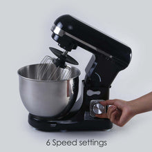 Load image into Gallery viewer, Crimson Edge Die-Cast Metal Kitchen Stand Mixer and Beater with 6 Speed Settings | 1000W Powerful Copper Motor | 5L SS Bowl | Whisking Cone, Mixing Beater, Dough Hook Attachments &amp; Splash Guard | Home Cooks &amp; Professional Bakers | 3 Year Warranty | Black