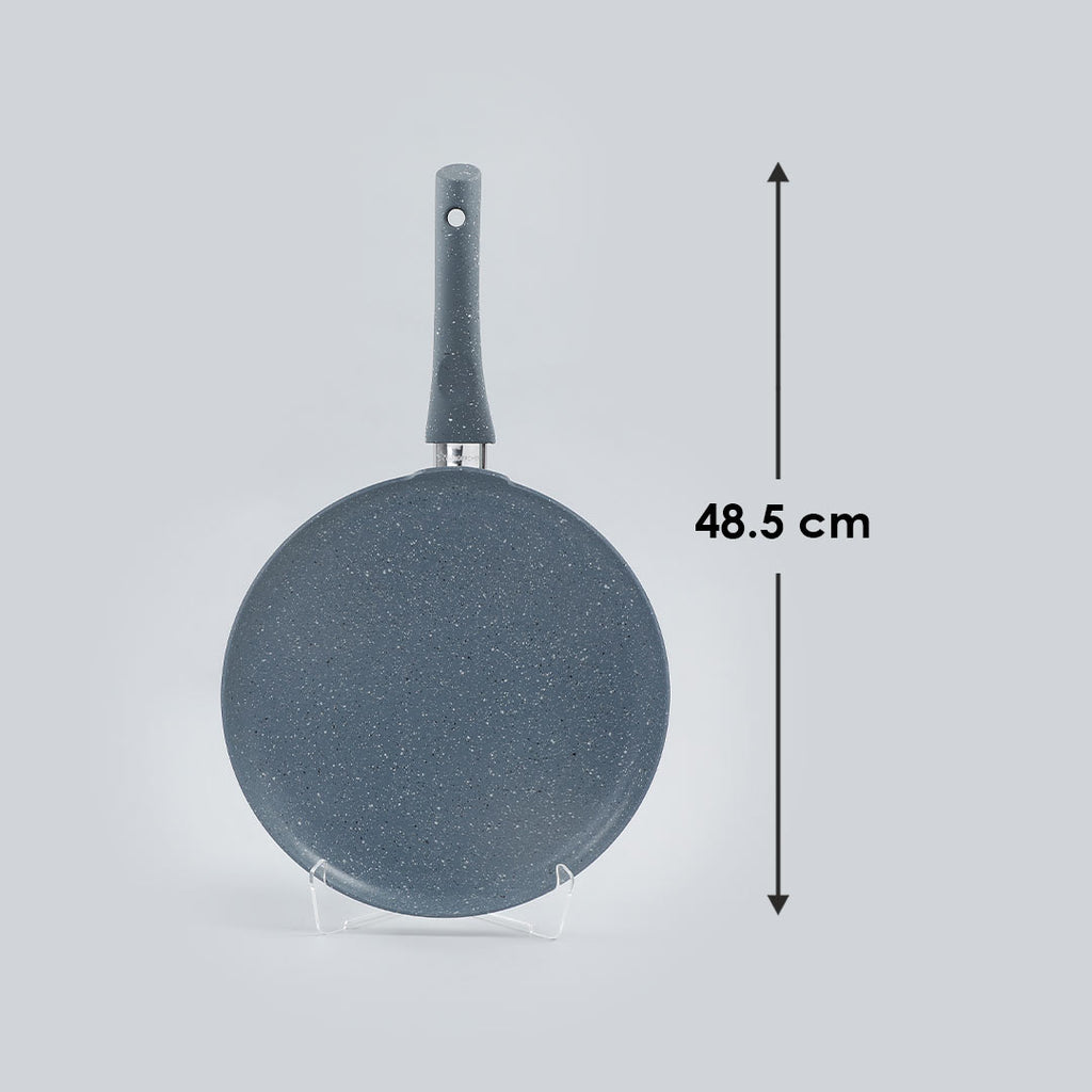 Granite 30cm Non-Stick Dosa Tawa | Induction Bottom | Soft-Touch Handles | Virgin Aluminium | PFOA/Heavy Metals Free | 3.5mm | 2 Year Warranty | Grey