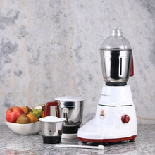Load image into Gallery viewer, Rialto Mixer Grinder, 750W With 3 Thicker Steel Jars, Die-cast Jar Base, Sharp Blade, 5 Years Warranty on Motor, White &amp; Brown
