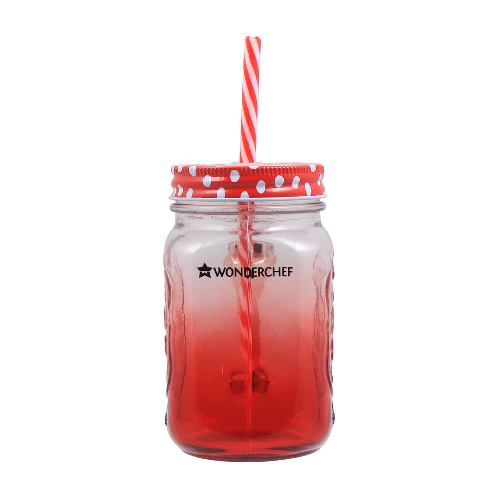 Mason Jar Set 450Ml (Red And Green)