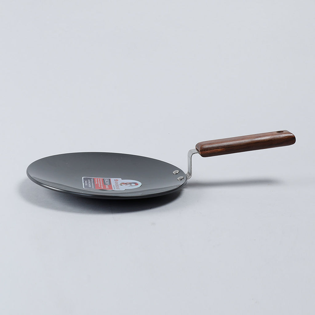 Ebony 28 cm Roti Tawa | Induction Bottom | Wooden Handle| Hard Anodized Aluminium | Non Stick Tawa | 4.06 mm| 5 Years Warranty | Black