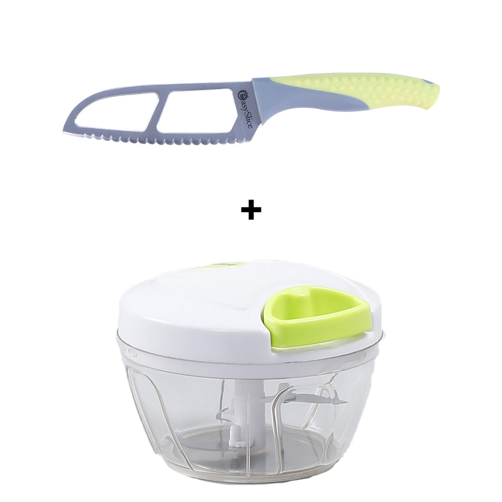 4" Easy Slice Knife (Yellow) and Classic String Vegetable Chopper