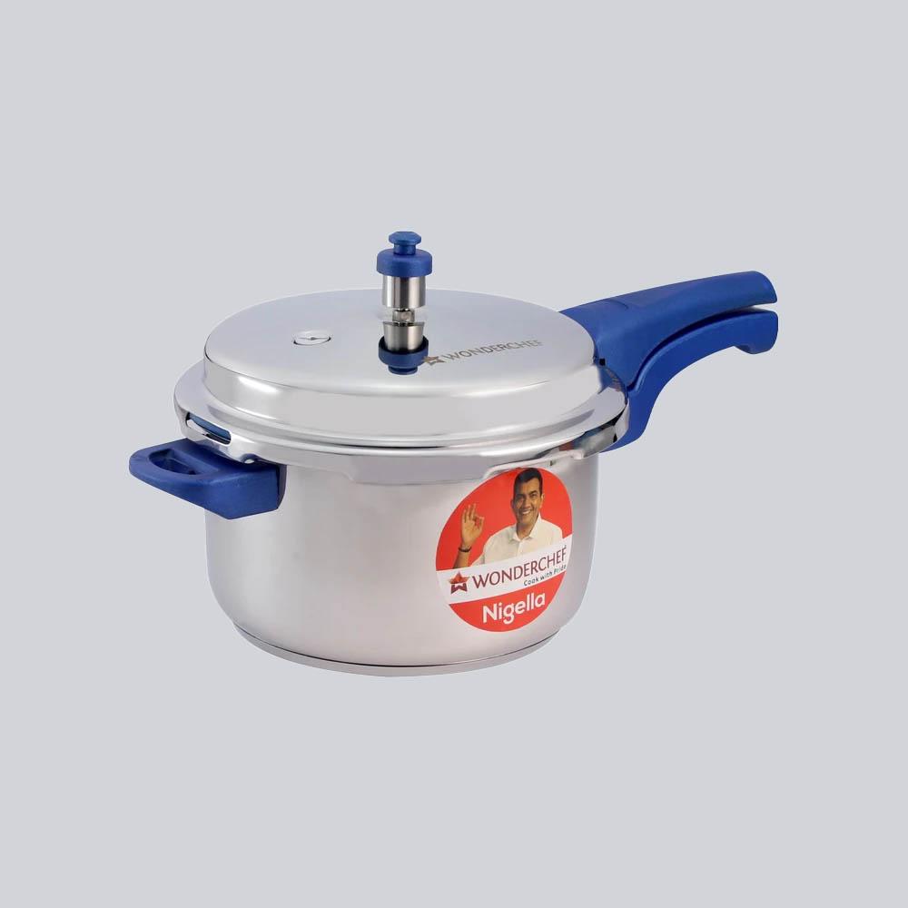 Nigella Induction Base 7L Stainless Steel Pressure Cooker with Outer Lid, Blue