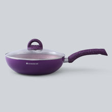 Load image into Gallery viewer, Granite Non-stick Cookware Set, 4Pc (Frying Pan With Lid, Wok, Dosa Tawa), Induction Bottom, Soft-Touch Handles, Pure Grade Aluminium, PFOA, 3.5mm, 2 Years Warranty, Purple