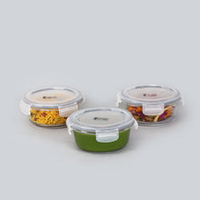 Load image into Gallery viewer, Boston Round Glass Lunch Boxes With Insulated Bag 400ml - Set Of 3 Pcs