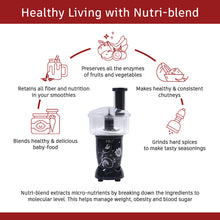 Load image into Gallery viewer, Nutri-blend BOLT-600W Mixer With Food Processor &amp; Atta Kneader, Stronger &amp; Swifter With Sipper Lid, 22000RPM 100% Full Copper Motor, 4 Unbreakable Jars, Sharper Steel Blades, 2 Yrs Warranty, Black, Recipe Book By Chef Sanjeev Kapoor