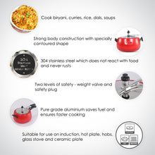 Load image into Gallery viewer, Regalia Induction Base 5L Pressure Cooker with Inner Lid, 2 Years Warranty, Red