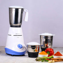 Load image into Gallery viewer, Capri Mixer Grinder 550W With 3 Stainless Steel Jars (White &amp; Blue)