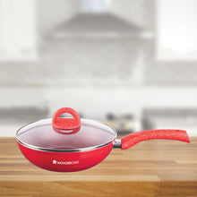 Load image into Gallery viewer, Granite Aluminium Non-stick Wok With Glass Lid, 24cm, 2.7L, 3.5mm, Red, Compatible On Hot Plate, Hobs, Gas Stove, Ceramic Plate And Induction, 2 Years Warranty