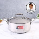 Nigella Tri-ply Stainless Steel 24 cm Casserole | 4.8 Litres | 2.6mm Thickness | Induction base | Compatible with all cooktops | Riveted Cool-Touch Handle | 10 Year Warranty