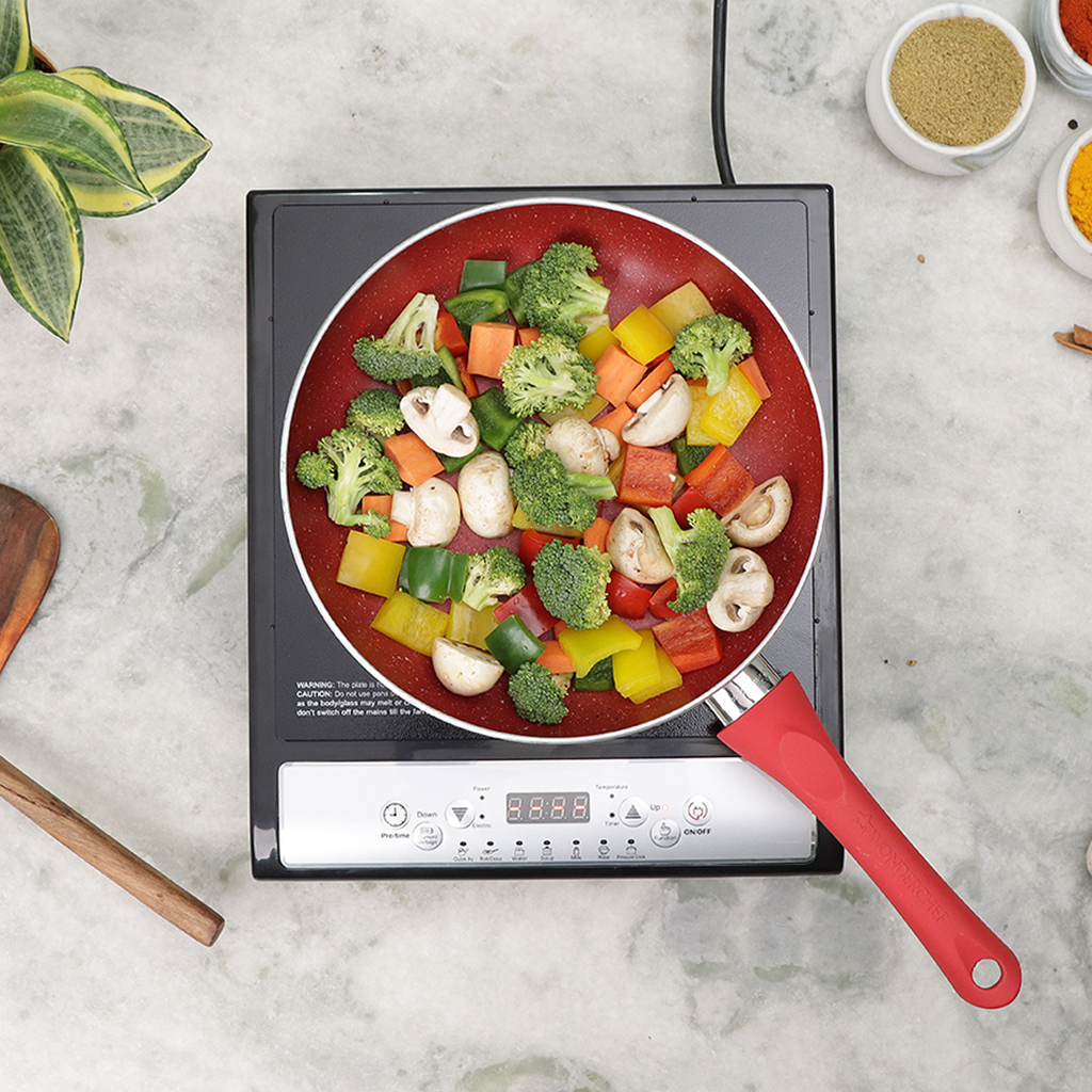 Torino Induction Cooktop with 11 Pre-set Cooking Menus|2000 Watt Induction Cooktop| Eco-friendly IGBT Technology|Crystal Glass Top Surface| LCD Digital Panel | Smart Touch Buttons|Compact & Portable Induction Cooktop| 2 Year Warranty