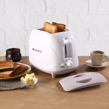 Load image into Gallery viewer, Ultima Pop-up Toaster with Lid Cover|700 Watt| 2 Bread Slice Automatic Pop-up Electric Toaster for Kitchen| 7- Level Browning Controls|Wide Bread Slots| Auto Shut Off|Mid Cycle Cancel Feature| Removable Crumb Tray| Easy to Clean| White| 2 Year Warranty