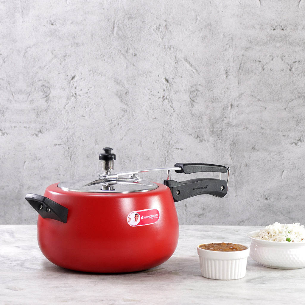 Regalia Induction Base 5L Pressure Cooker with Inner Lid, 2 Years Warranty, Red