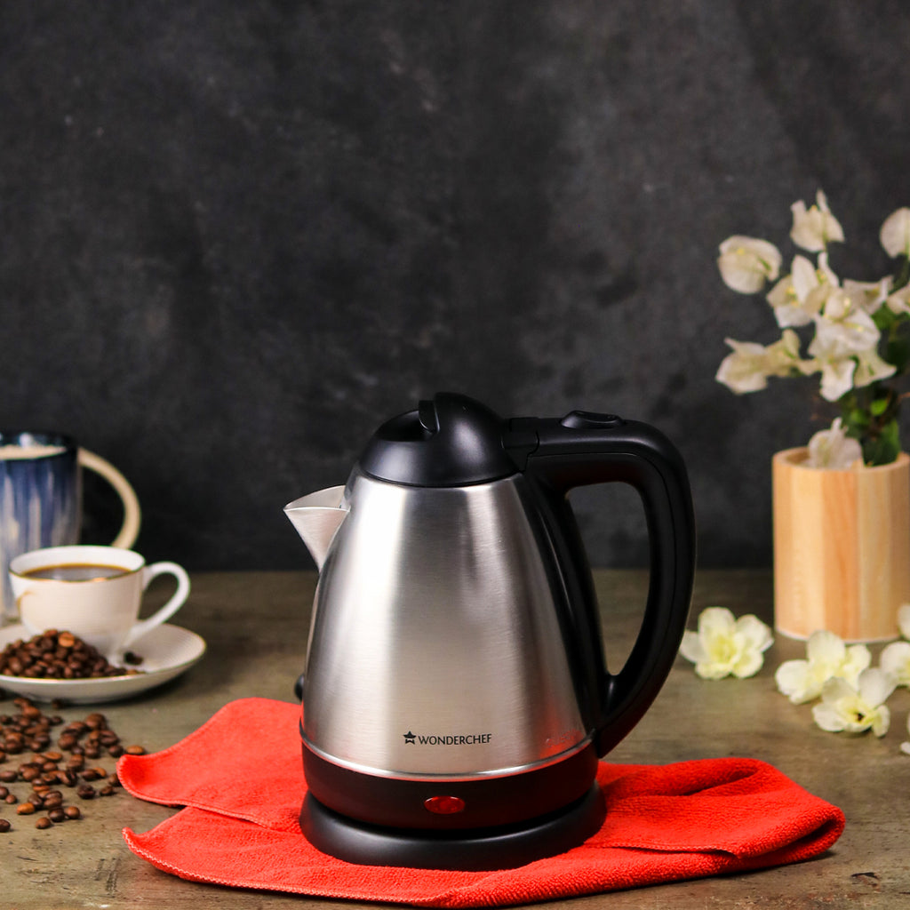 Prato Automatic Stainless Steel Cordless Electric Kettle, 1.2 Litres, Built-in Metal Filter, 304 Stainless Steel Interior, Ergonomic Handle Design, 1000W, 2 Years Warranty