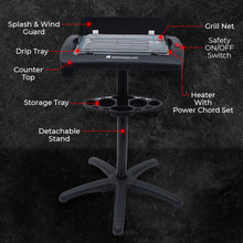 Load image into Gallery viewer, Smoky Grill Non-Stick Electric Barbeque(BBQ) with Adjustable Stand| Wide Grill Tray| Smoke Free Griller, Frying, Tandoori Maker for Indoor, Outdoor, Camping, Parties| Portable, Sleek &amp; Compact, Lightweight Appliance| 2000 Watt| 1 Year Warranty