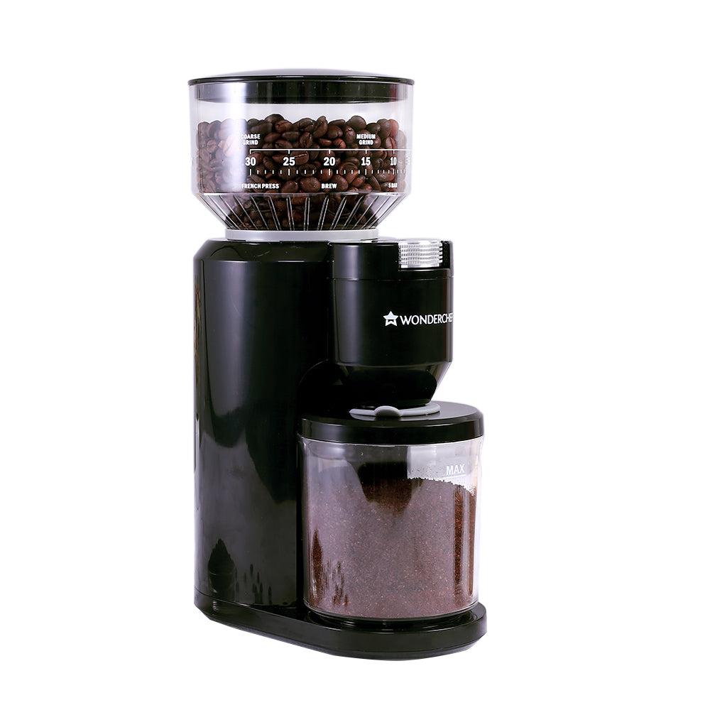 Electric Burr Coffee Grinder，Espresso Grinder with 31 Precise  Settings,Coffee Grinder Electric with Time Display, Black