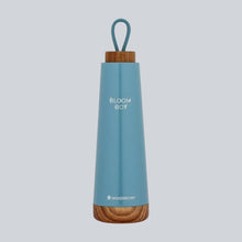 Load image into Gallery viewer, Bloom-Bot, 500ml, Stainless Steel Double Wall Water Bottle, Spill &amp; Leak-proof , Wooden Base, Blue Pearl, 2 Years Warranty