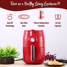 Load image into Gallery viewer, Crimson Edge Air Fryer for Home and Kitchen|1.8 Litres Non-stick Basket| Fry, Grill, Bake &amp; Roast| Rapid Air Technology| Timer &amp; Temperature Control| Auto Shut-Off| Healthy Cooking with 99% less Fat| Sleek &amp; Compact| 1000 Wattage| Red |2 Year Warranty