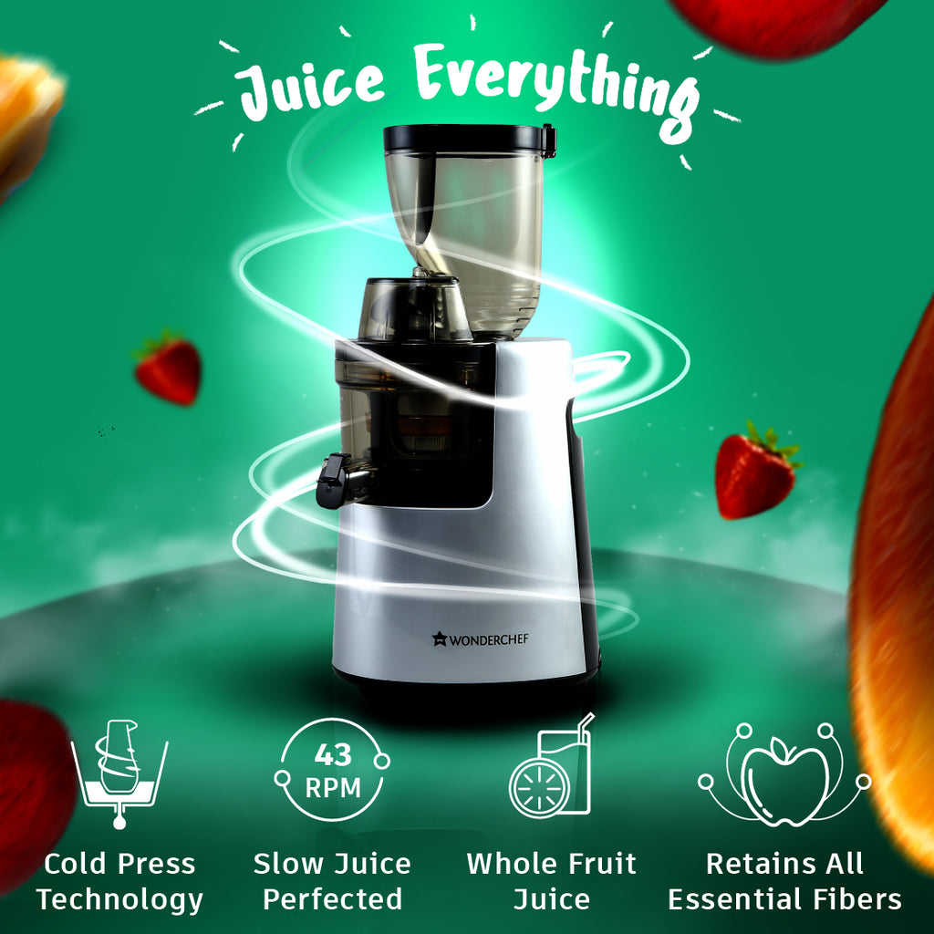 V6 Cold Press Slow Juicer,  Full Fruit, High Juice Yield, Powerful AC motor, Slow Squeezing Technology, 200W