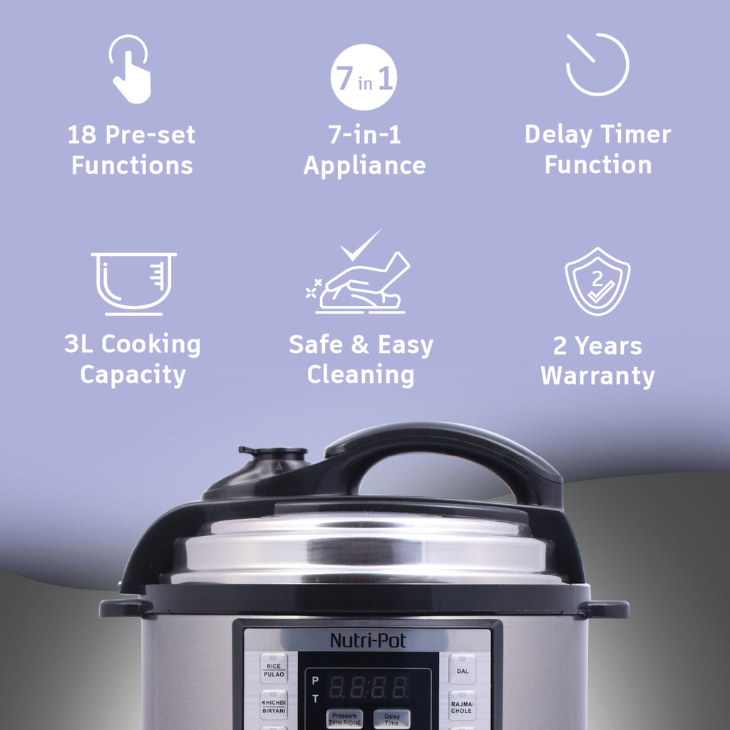 Nutri-Pot 3L Electric Pressure Cooker with 7-in-1 Functions