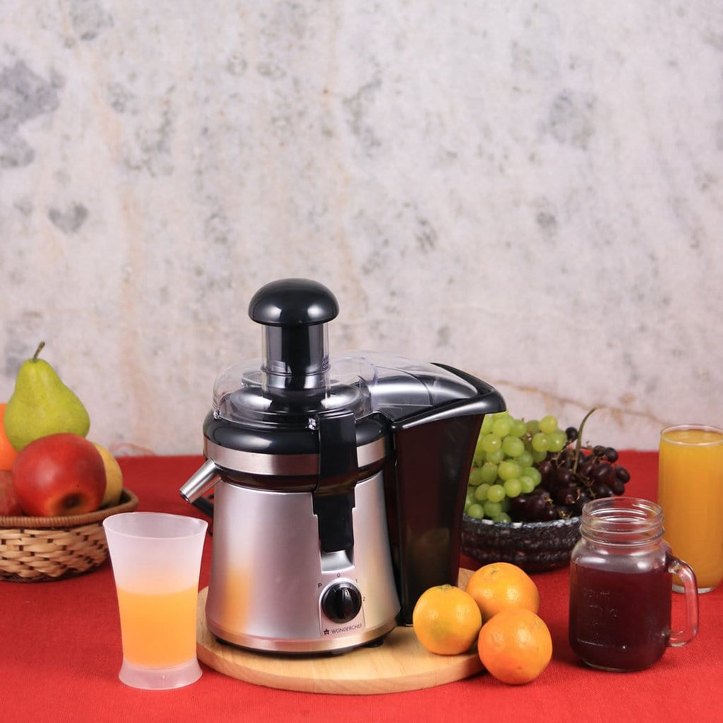 Prato Compact Centrifugal Electric Juicer for Fruits and Vegetables, 250W| Juicer Mesh with Stainless Steel Sieve| Dual Speed| BPA free Anti Drip Juicer Machine, Appliance| Easy to Clean| Healthy Juicer Machine| 1 Year Warranty | Black & Silver