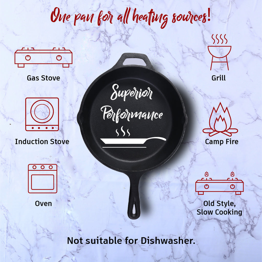 Forza Pre Seasoned 19 cm Cast Iron Fry Pan | With Lifetime Exchange Warranty | Black